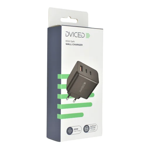 Dviced fali töltő 65W GaN 1 USB-A, 2 USB-C EU - fekete - 3