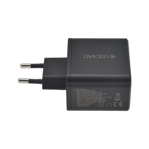 Dviced fali töltő 65W GaN 1 USB-A, 2 USB-C EU - fekete - 4