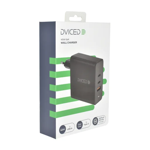 Dviced fali töltő 140W GaN 2 USB-C, USB-A EU - Fekete - 3