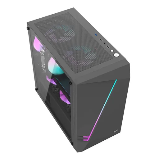 Számítógép ház Aigo AL390 + RGB ventilátor (fekete) - 7