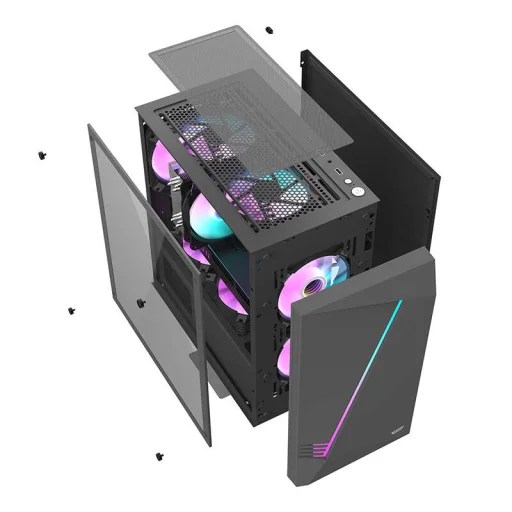 Számítógép ház Aigo AL390 + RGB ventilátor (fekete) - 9