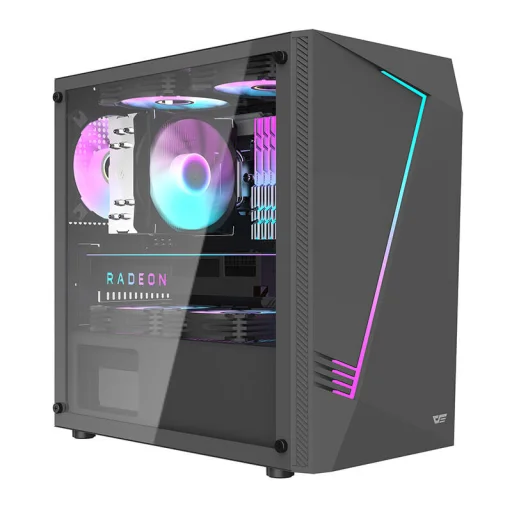 Számítógép ház Aigo AL390 + RGB ventilátor (fekete) - 2