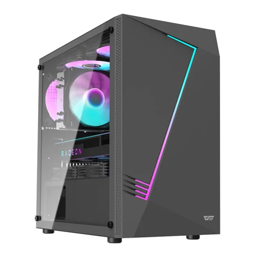 Számítógép ház Aigo AL390 + RGB ventilátor (fekete) - 1