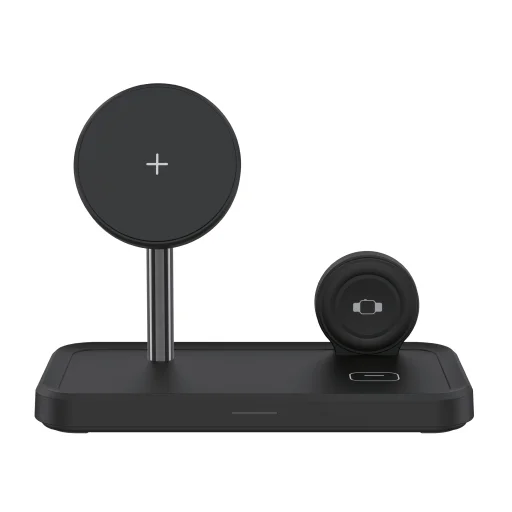 Dviced 3 az 1-ben mágneses vezeték nélküli állvány kábellel, fali töltővel - Fekete - 1