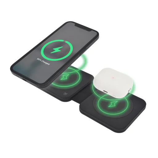 Dviced 2 az 1-ben összecsukható mágneses vezeték nélküli töltő - Fekete - 3