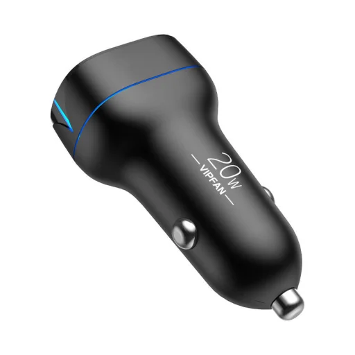 VFAN C11 autós töltő, USB + USB-C, PD 20W + QC 3.0, LED (fekete) - 2