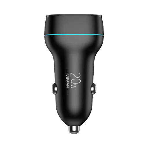 VFAN C11 autós töltő, USB + USB-C, PD 20W + QC 3.0, LED (fekete) - 5