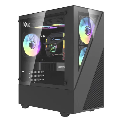 Aigo E330M számítógépház + 4 ARGB ventillátor (fekete) - 2