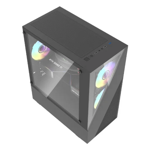 Aigo E330M számítógépház + 4 ARGB ventillátor (fekete) - 3