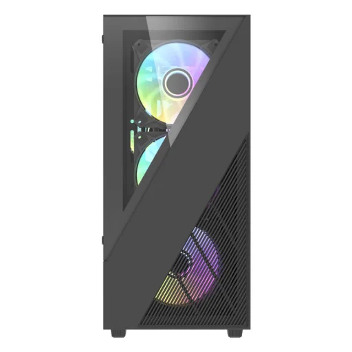 Aigo E330M számítógépház + 4 ARGB ventillátor (fekete) - 4