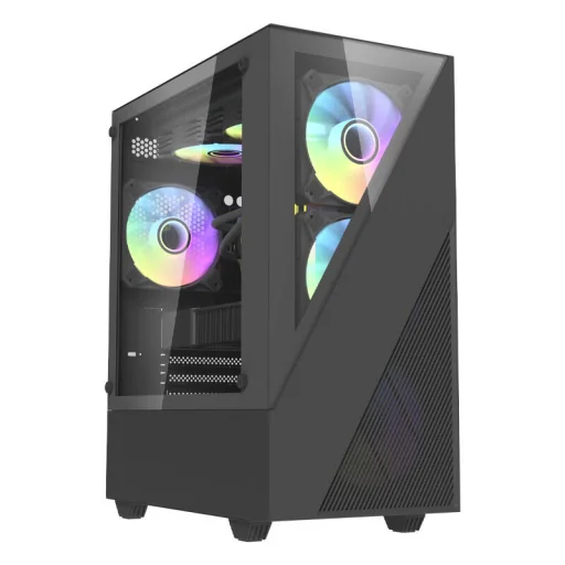 Aigo E330M számítógépház + 4 ARGB ventillátor (fekete) - 1