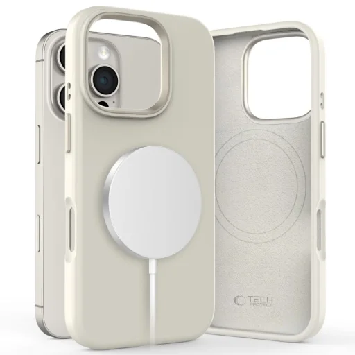 Tech-protect Silicone Pure Magsafe Iphone 16 Pro Cosmic Latte Tok - 1