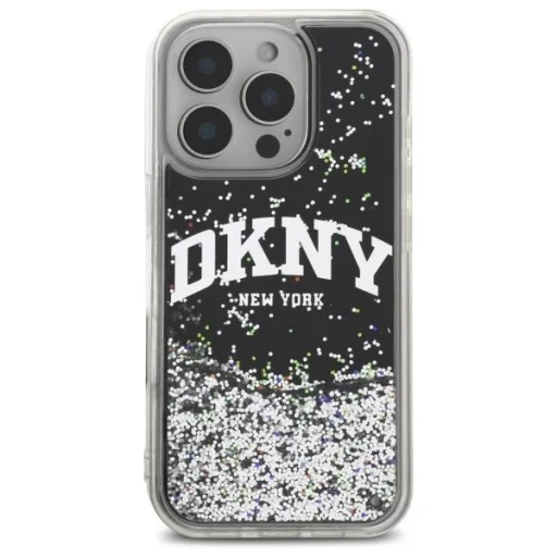  iPhone 16 Pro 6.3" Fekete/Fekete DKNY DKHCP16LLBNAEK Liquid Glitter Arch Logo tok - 3