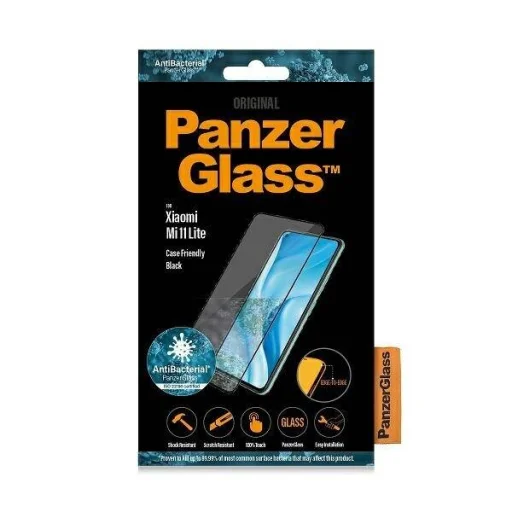 PanzerGlass E2E Regular Xiaomi Mi 11 Lite 5G, Tokbarát, Antibakteriális fekete üvegfólia - 3