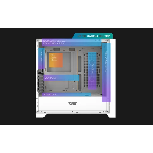 Darkflash Számítógépház DRX90 Üveg Fehér - 7