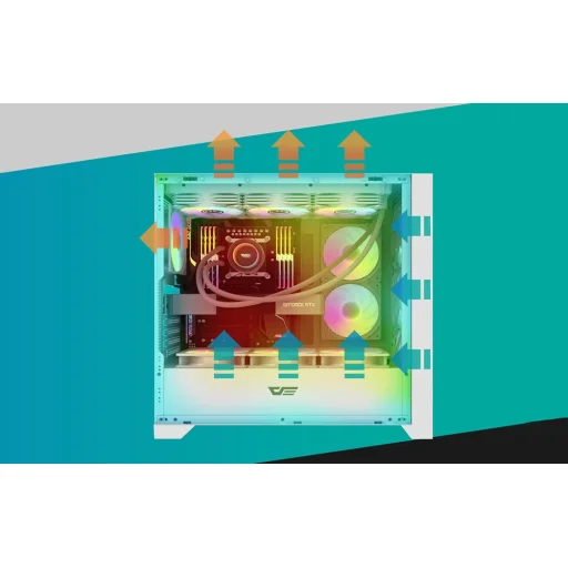 Darkflash Számítógépház DRX90 Üveg Fehér - 9