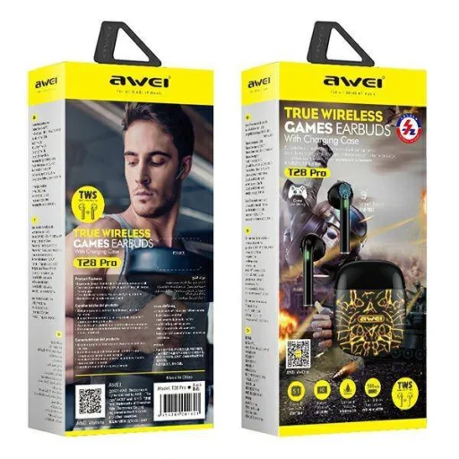 Bluetooth 5.0 TWS Fülhallgató + AWEI Töltőállomás (T28Pro) fekete - 2