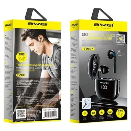 Bluetooth 5.0 TWS Fejhallgató + AWEI Dokkolóállomás (T28P) fekete - 7