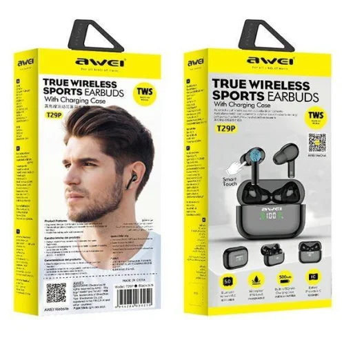 Bluetooth 5.1 TWS Fülhallgató + AWEI Töltőállomás (T29P) fekete - 10