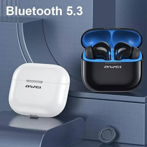 Bluetooth 5.3 Fülhallgató + AWEI Dokkoló Állomás (T1Pro) fekete - 2