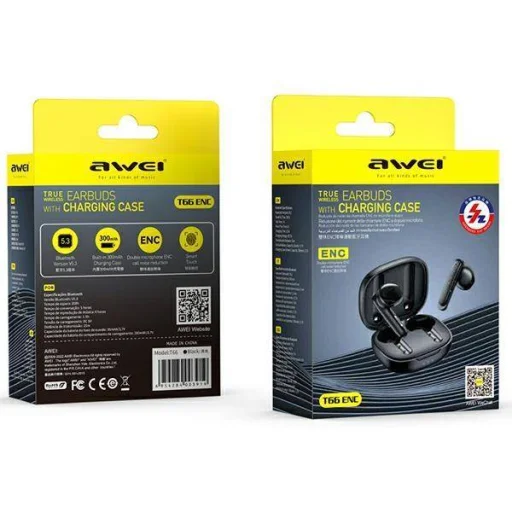 Bluetooth 5.3 TWS Fülhallgató + AWEI Dokkoló Állomás (T66) fekete - 7