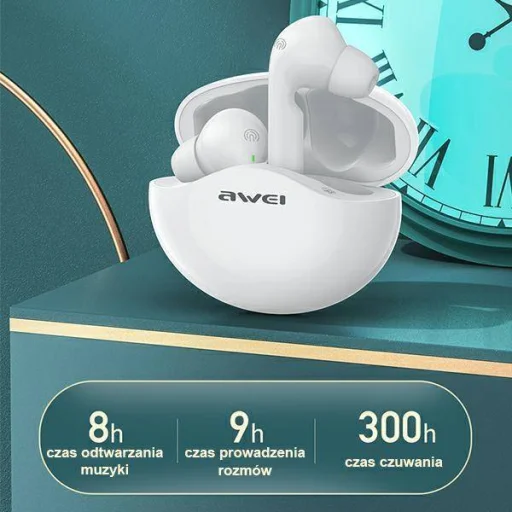 TWS AWEI (T12) Bluetooth sport fülhallgató fehér - 7
