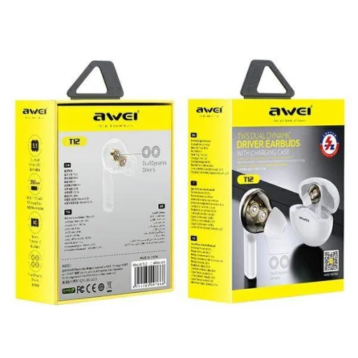 TWS AWEI (T12) Bluetooth sport fülhallgató fehér - 10