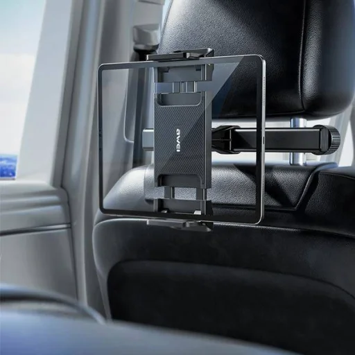 AWEI X40 fejtámlára szerelhető tablet és telefontartó fekete - 6