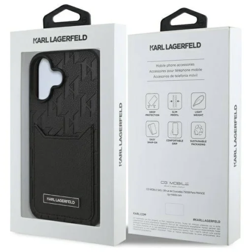  iPhone 16 6.1" fekete Karl Lagerfeld KLHCP16SPGKHPRPK keménytok Cardslots Monogram tok - 8