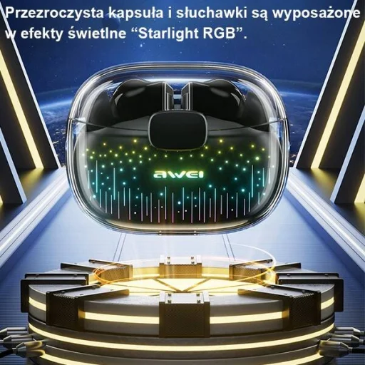 Bluetooth 5.3 AWEI T52 Pro2 TWS fülhallgató + töltőállomás fekete/fekete - 3