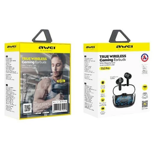 Bluetooth 5.3 AWEI T52 Pro2 TWS fülhallgató + töltőállomás fekete/fekete - 8