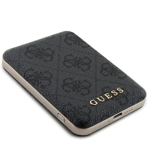 Guess Indukciós Powerbank 15W GUPB5FP4EMGK 5000mAh fekete/fekete 4G Bőr Fém Logó MagSafe - 3