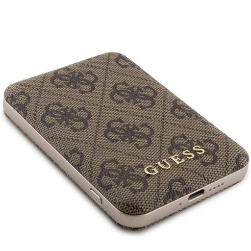 Guess Induction Powerbank 15W GUPB5FP4EMGW 5000mAh barna/barna 4G bőr fém logó MagSafe - 3