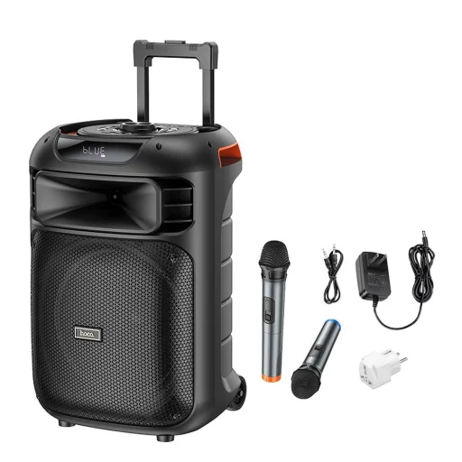 HOCO vezeték nélküli hangszóró dancer kültéri karaoke + 2x vezeték nélküli mikrofon LED Winner HA5 fekete (+ FBT, TF, USB, AUX) - 2