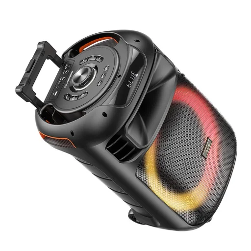 HOCO vezeték nélküli hangszóró dancer kültéri karaoke + 2x vezeték nélküli mikrofon LED Winner HA5 fekete (+ FBT, TF, USB, AUX) - 4