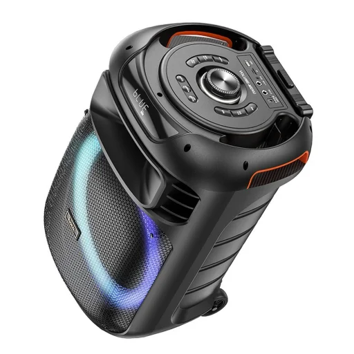 HOCO vezeték nélküli hangszóró dancer kültéri karaoke + 2x vezeték nélküli mikrofon LED Winner HA5 fekete (+ FBT, TF, USB, AUX) - 5