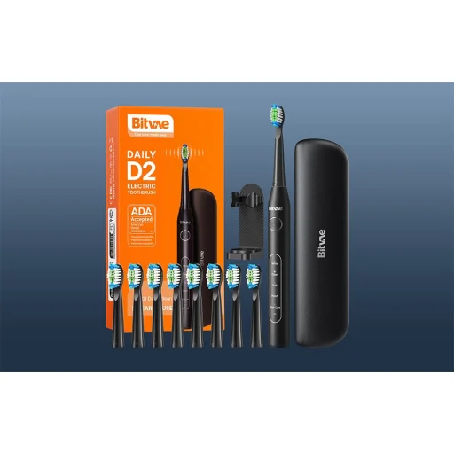 Sonic elektromos fogkefe tippekkel és utazótokkal D2 (fekete) - 2