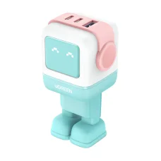 Ugreen Nexode RG (Robot GaN) hálózati töltő, 2x USB-C + USB, 65W (rózsaszín - kék)