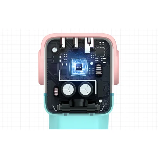 Ugreen Nexode RG (Robot GaN) hálózati töltő, 2x USB-C + USB, 65W (rózsaszín - kék) - 4