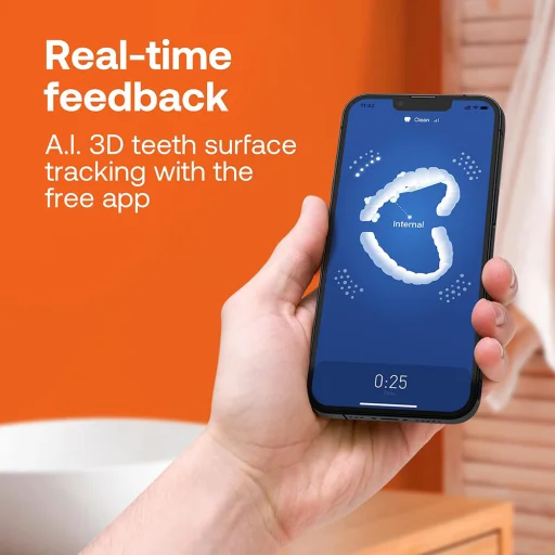 Bitvae BVS3 Smart sonická elektrická zubná kefka – so 4 náhradnými hlavicami, cestovným puzdrom, 5 režimami, tlakovým senzorom, aplikáciou, nočná modrá - 6
