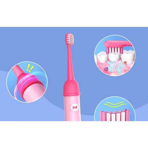 Sonic elektromos fogkefe gyerekeknek alkalmazással és fejkészlettel Bitvae K7S (pink) - 4