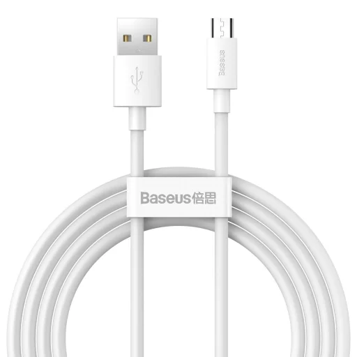 Baseus Simple Wisdom Micro USB - USB kábel, 2.1A, 1.5m (fehér) 2 db. - 2
