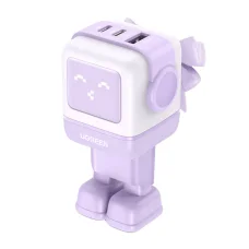 Fali töltő Ugreen Nexode RG (Robot GaN), 2x USB-C + USB, 65W (lila)