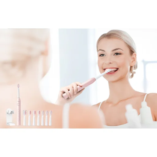 Sonic fogkefe tartalék fejekkel, tartóval és tokkal D2 (rózsaszín) - 2