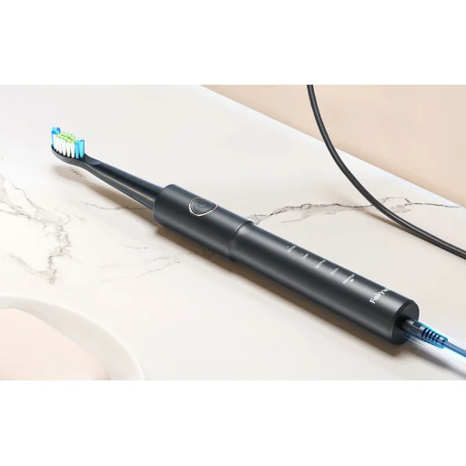FairyWill FW-5020E + FW-E11 Szónikus fogkefe fejkészlettel és szájzuhannyal (fekete) - 14