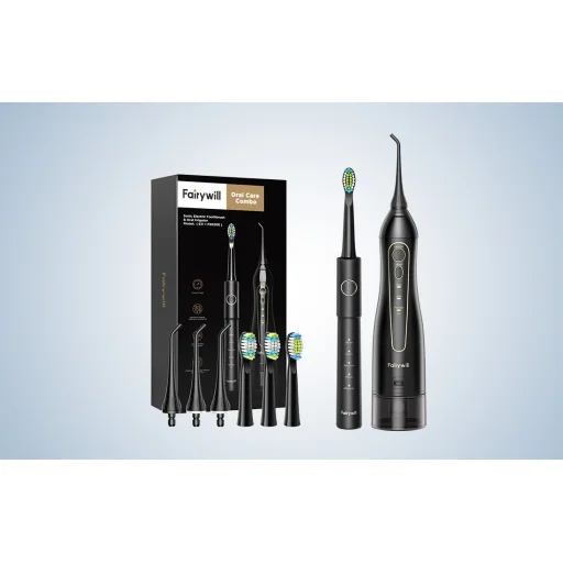 FairyWill FW-5020E + FW-E11 Szónikus fogkefe fejkészlettel és szájzuhannyal (fekete) - 17