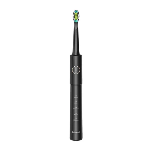 FairyWill FW-5020E + FW-E11 Szónikus fogkefe fejkészlettel és szájzuhannyal (fekete) - 3