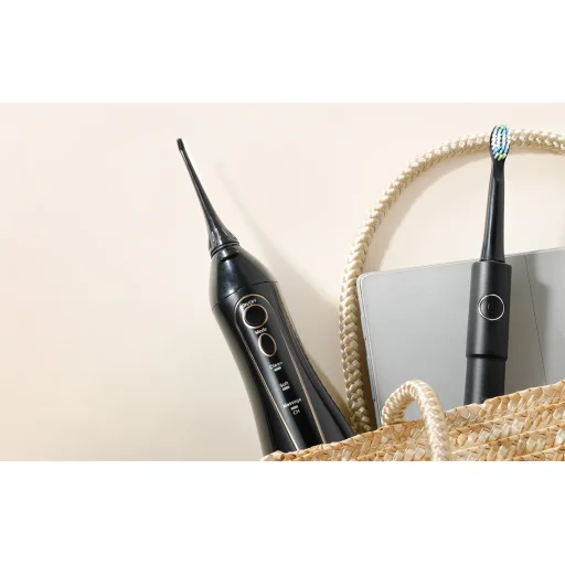 FairyWill FW-5020E + FW-E11 Szónikus fogkefe fejkészlettel és szájzuhannyal (fekete) - 5