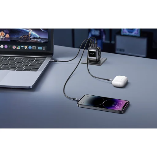 Ugreen Nexode RG hálózati töltő (Robot GaN), 2x USB + USB-C, 65W (szürke) - 3