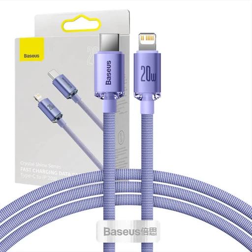 Baseus Crystal Shine USB-C-Lightning kábel, 20W, PD, 1.2m (lila) - 1
